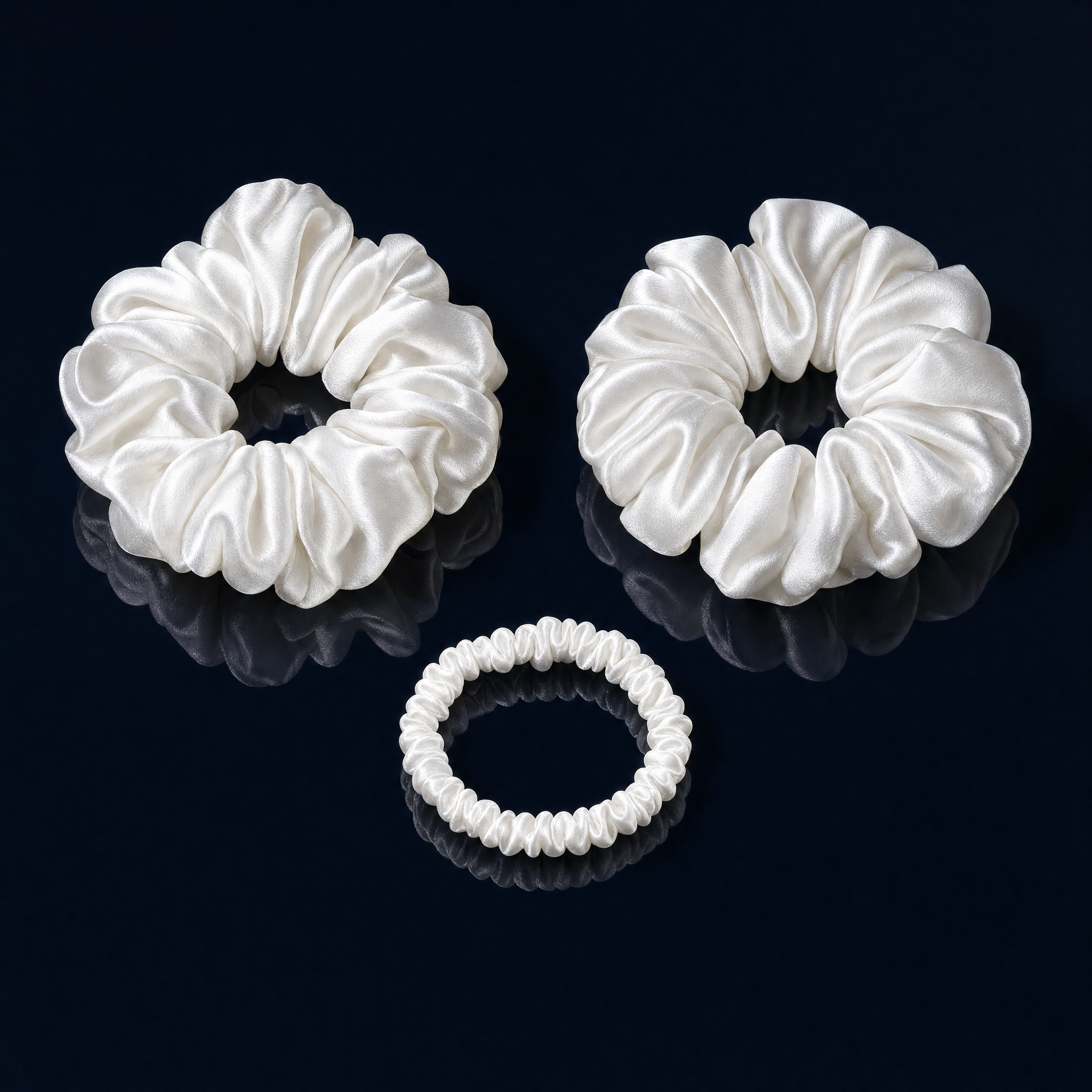 Seiden-Scrunchies · 3er-Set – Nachtseide
